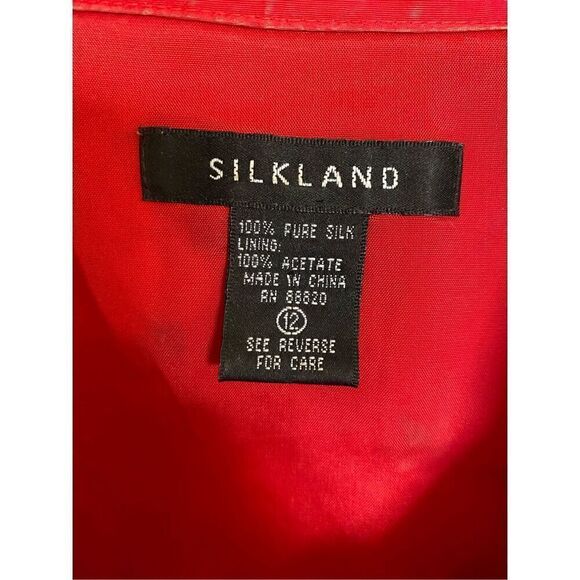 Silkland vintage, women’s red floral, embroidered short sleeve, blouse, size 12 - Picture 4 of 4